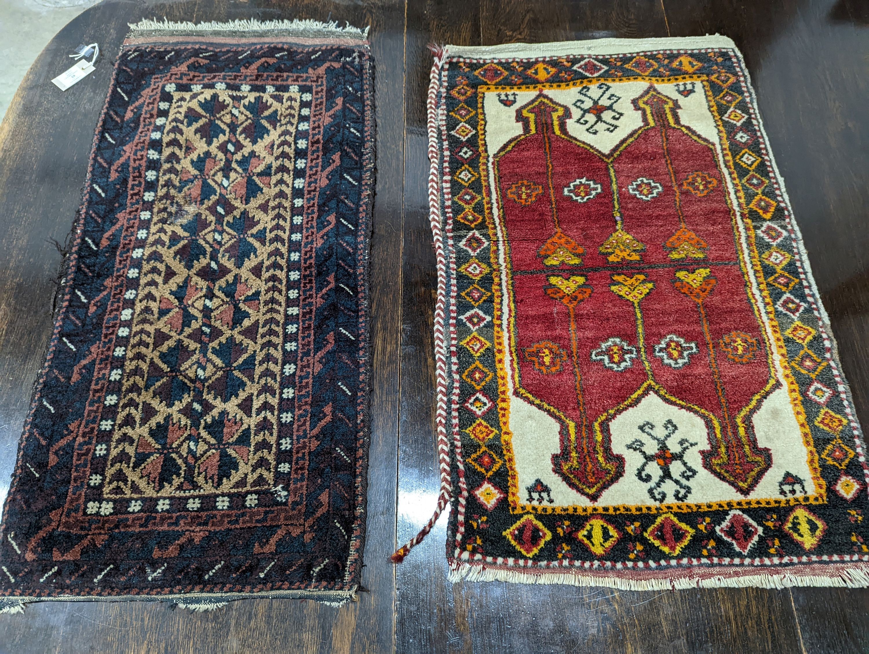 Two Belouch rugs and two prayer mats, largest 200 x 110cm